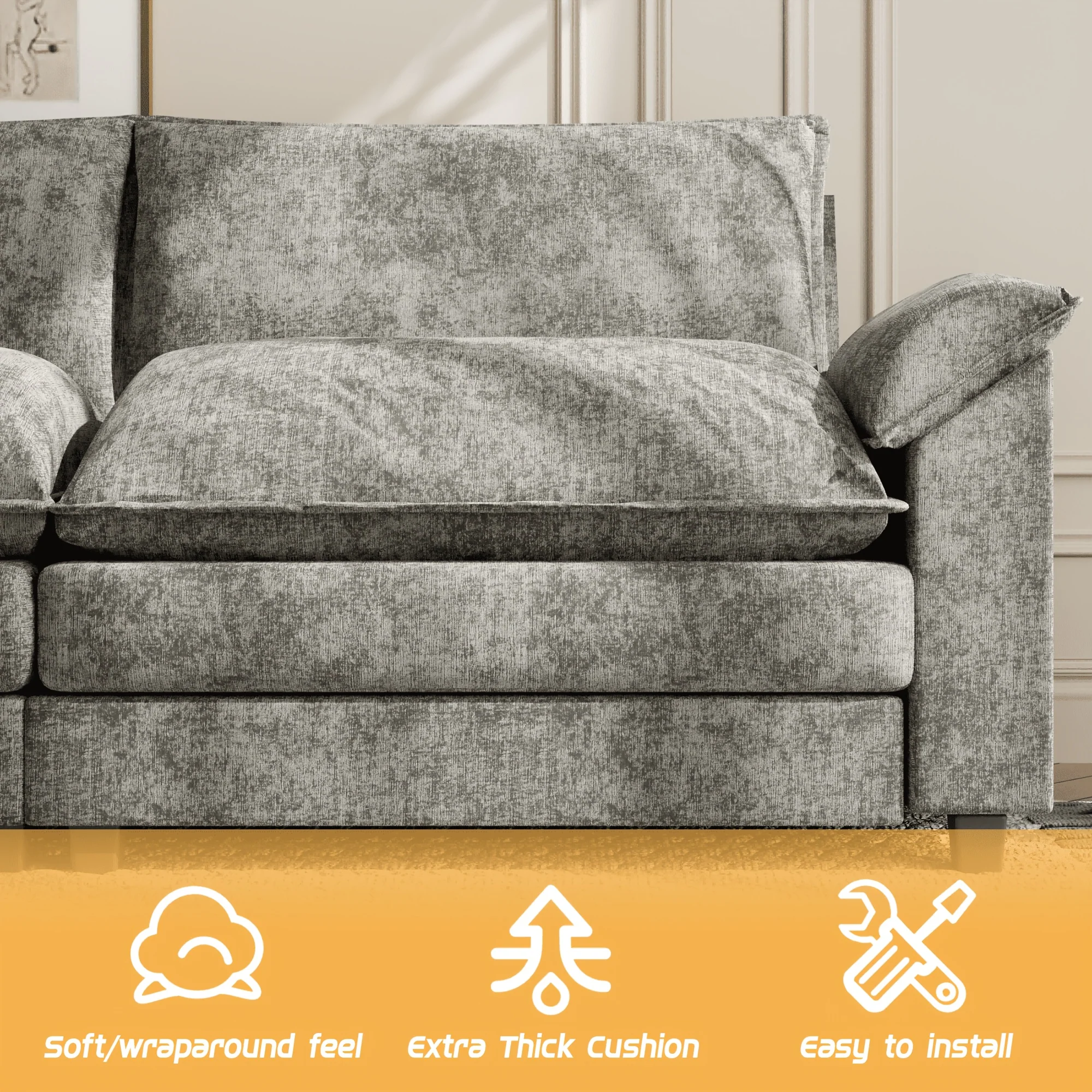 Reversible Toffee 3-seat L-shaped Sectional Sofa with Movable Footrest from Local Warehouse