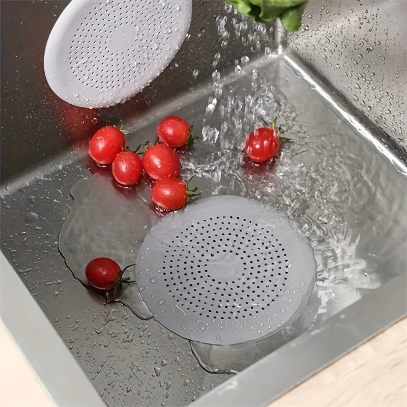 10 pcs Silicone Hair Catcher Shower Drain Cover - Effective Clog Prevention, Easy to Clean, Long-Lasting Deodorizing Filter for Kitchen and Bathroom Sinks, Bathtubs, Bathroom Essentials | Round Drain Cover | Silicone Construction