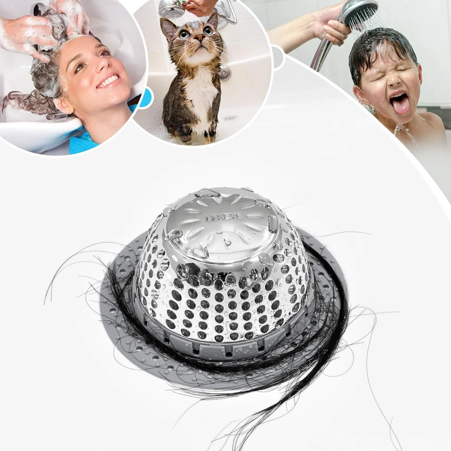 10 - Pack Universal Silicone Drain Hair Catcher - Flexible Bathroom Sink Cover for Pop-Up & Standard Drains, Leak-Proof Design