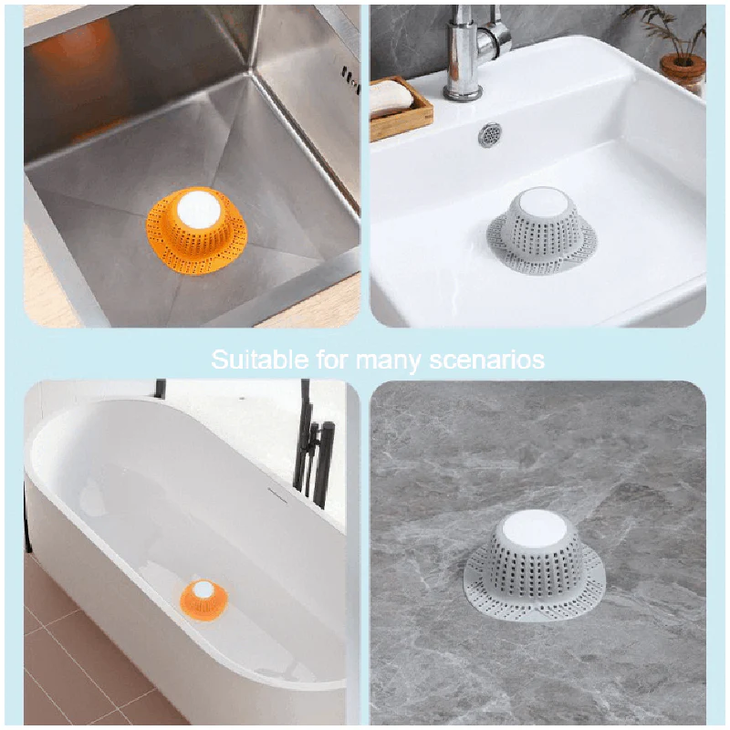 10 - Pack Universal Silicone Drain Hair Catcher - Flexible Bathroom Sink Cover for Pop-Up & Standard Drains, Leak-Proof Design